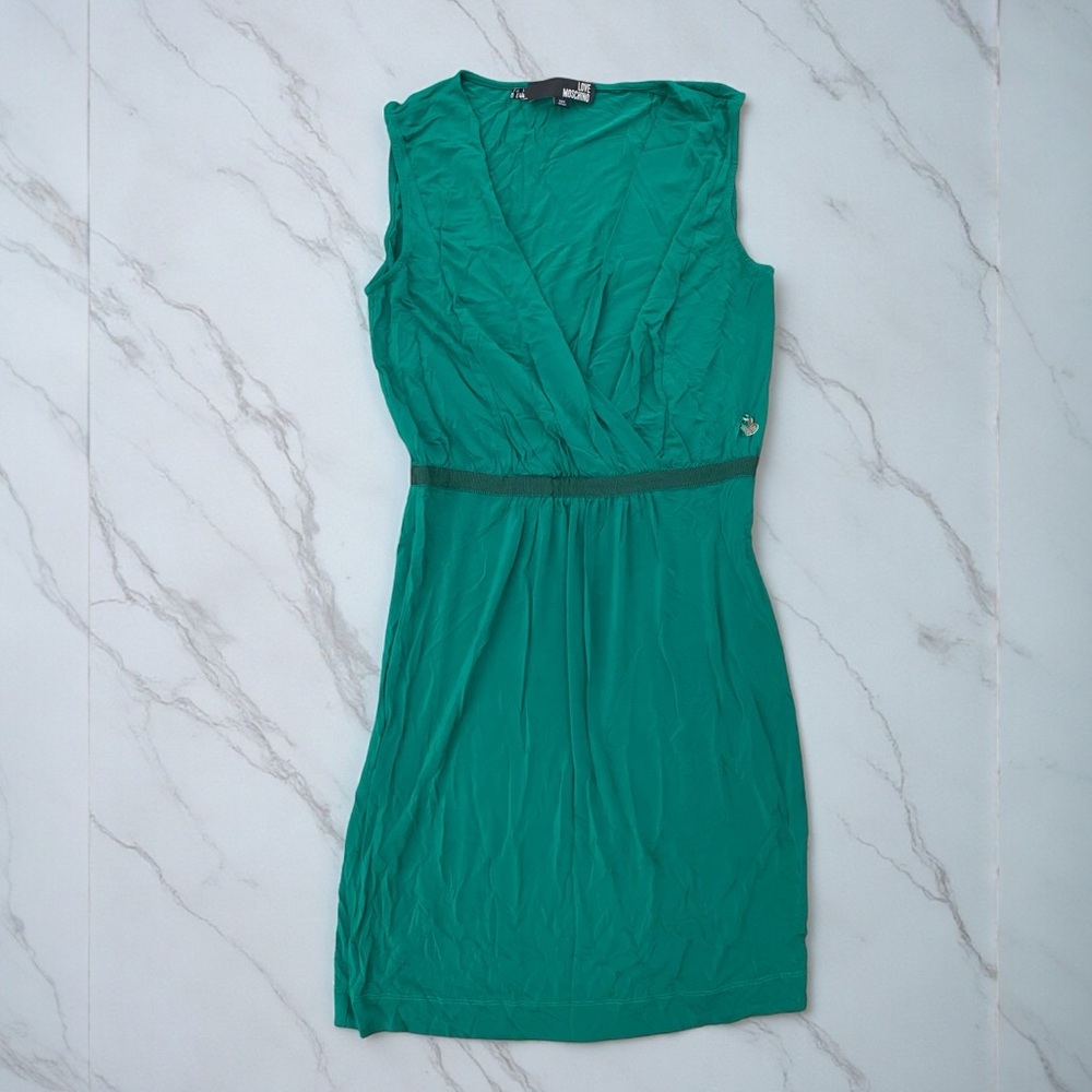 Moschino Teal Sleeveless Midi Dress